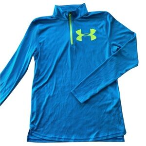 Youth Under Armour Blue and Neon Yellow Quarter Zip